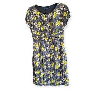 Boden Size 10 Grey With Yellow Flower Lined Dress